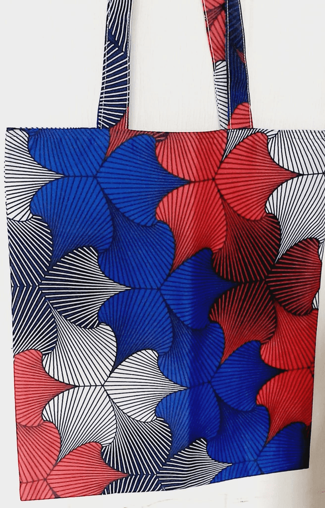 Sac shopping/ Fourre-tout/ en tissus africain réversible qu'on peut porter à l'épaule,  doublé