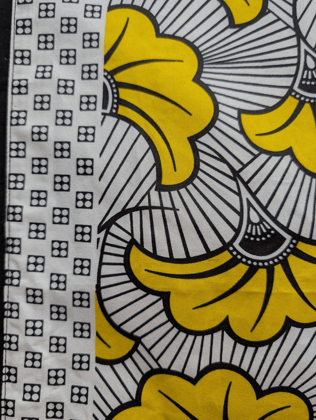 Sac Shopping Réutilisable Noir avec Motif Wax Jaune - Fait Main